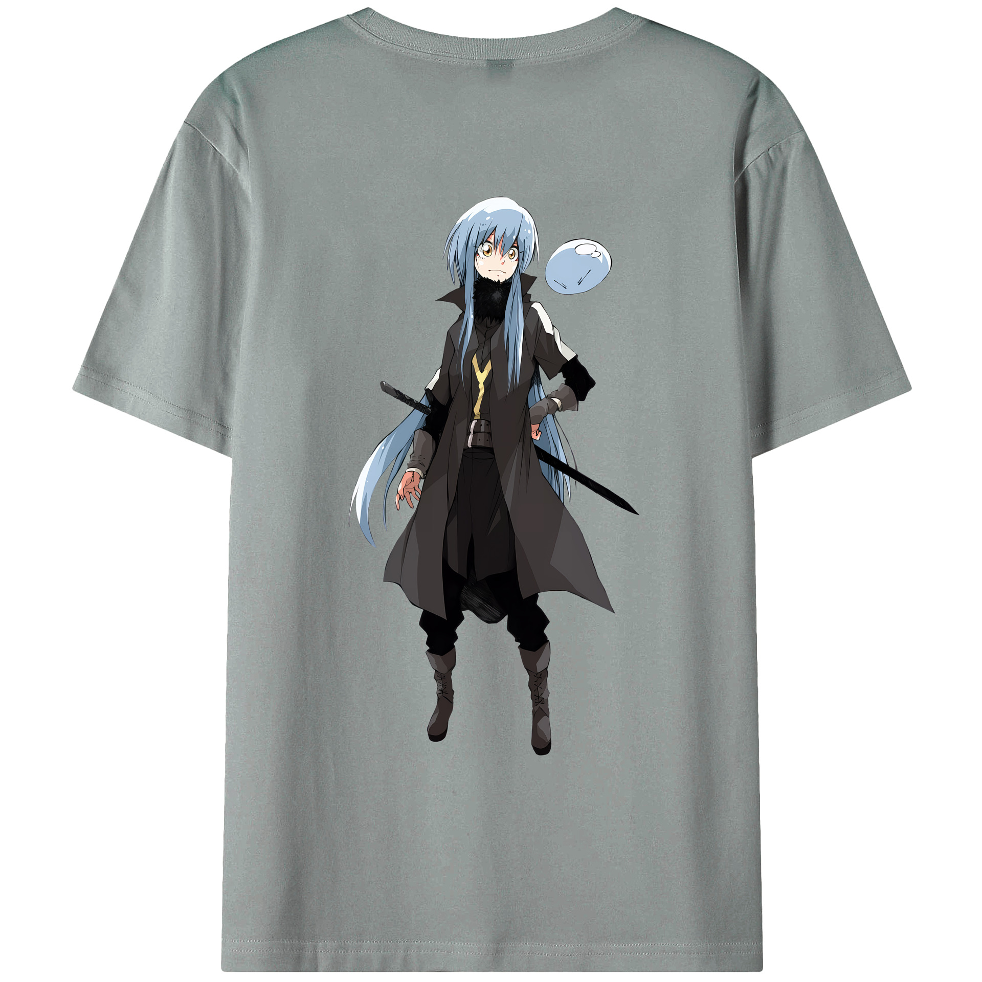 （画像用） 転スラ Regarding Reincarnated to Slime 綿100％ メンズ半袖Tシャツ（バックプリント） 通気性